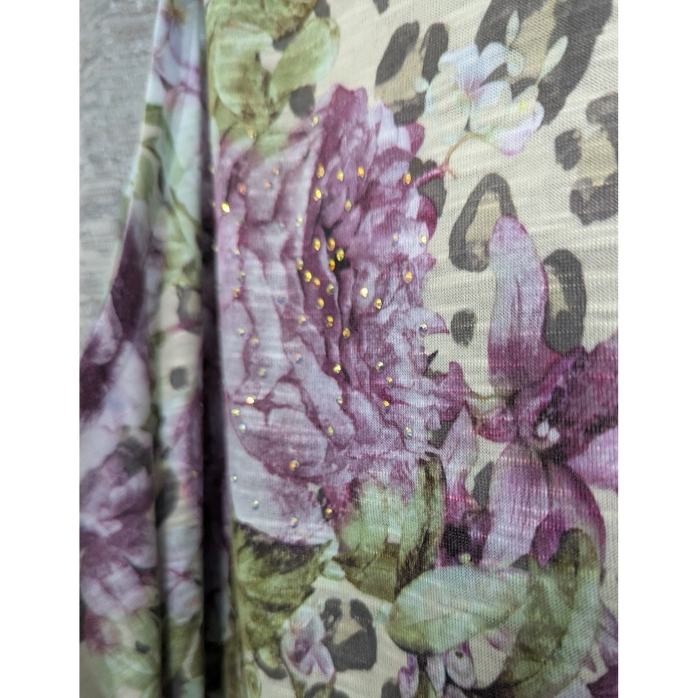 Time And Tru Animal Print Tank Top Purple/Green Floral Women XL - Picture 2 of 4